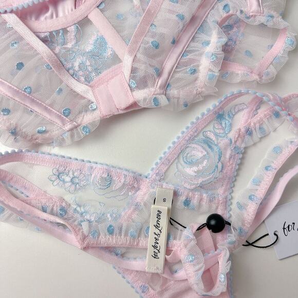 For Love And Lemons Delicate Rose Floral Foil bustier and panty set - Picture 11 of 11